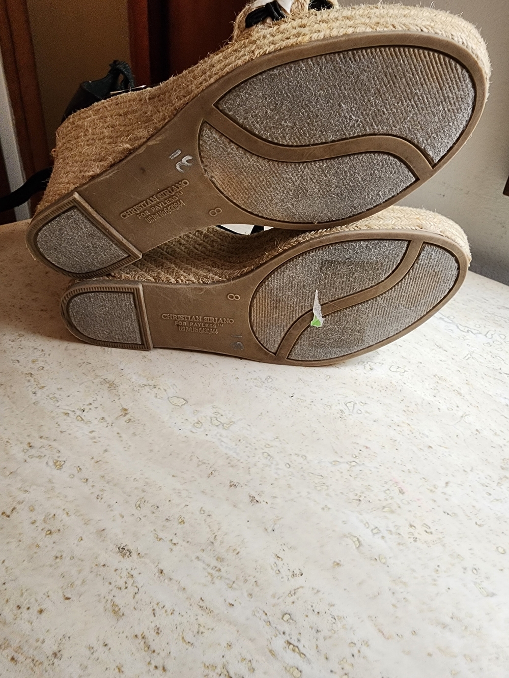 Christian Siriano Black and Natural Espadrille Wedge Sandals - Picture 2 of 4